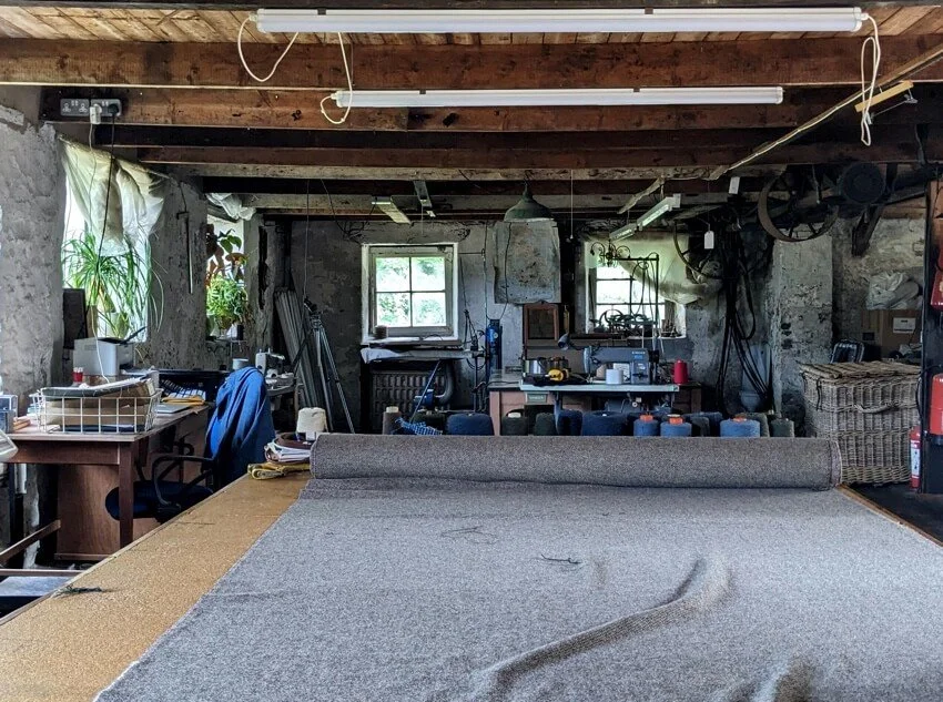 The cutting room at Elvet woollen mill
